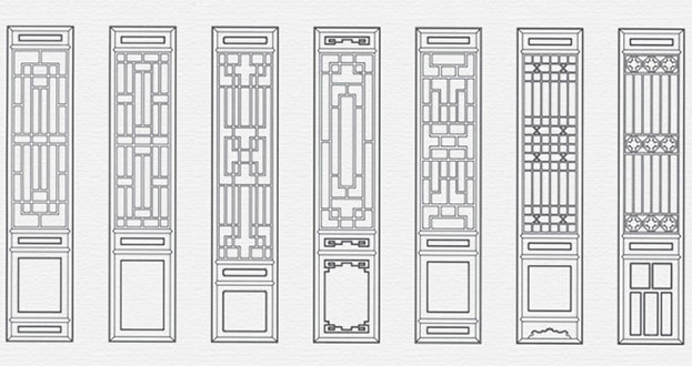 察雅常用中式仿古花窗图案隔断设计图